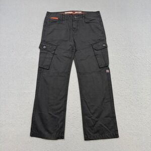 Superdry Cargo Pants Men's 36 Black Rookie Edition Straight Leg Utility Trousers